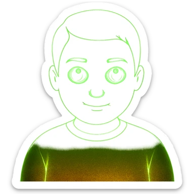 Make the neon green eyes even brighter and more glowing, keep the rest of the emoji unchanged, with no background. The style is a neon green glowing emoji with no background. sticker