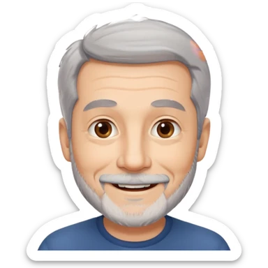 homme 60 ans cheveux gris en l'air petite barbe sourir sticker