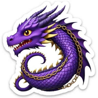 Black and dark purple dragon wearing chains around its neck sticker