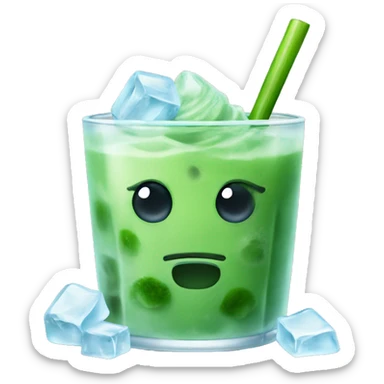 Ice matcha with ice cubes sticker