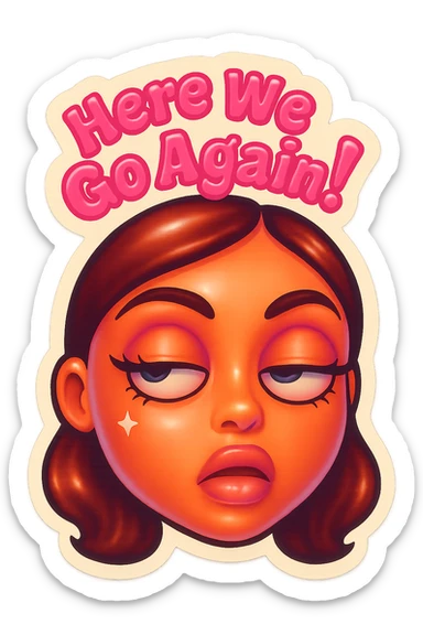 Eye Roll 
add the words Here We Go Again!  in pink  sticker