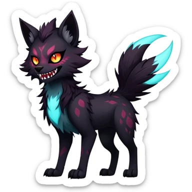 edgy badass cool Falvie-Fionbri-creature-fursona, full body, with random markings sticker