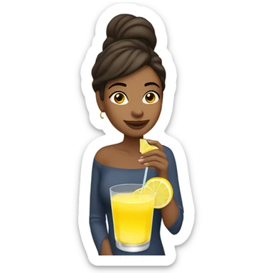 Brown woman sipping lemon drop sticker