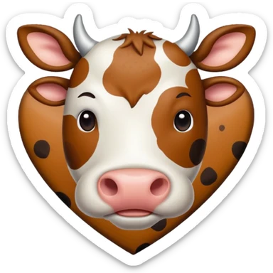 Cow print brown  heart sticker