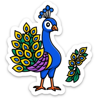 colorful peacock with Hindi word Husn meaning beauty sticker
