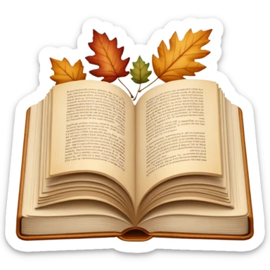 beige autumn open book with leaves on it sticker