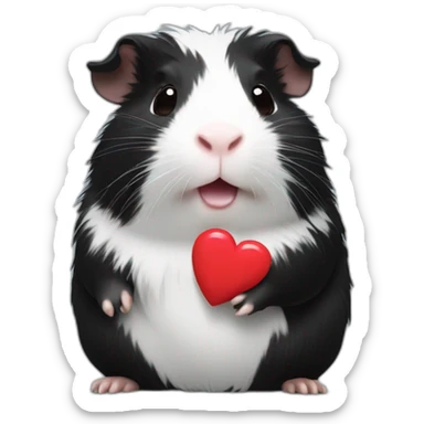 Black Guinea pig waving with heart sticker