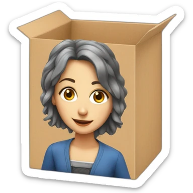Marie Poirier in a box sticker
