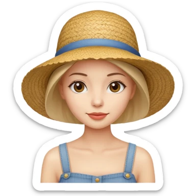 Beautiful woman with no hair wearing a trendy straw hat  sticker