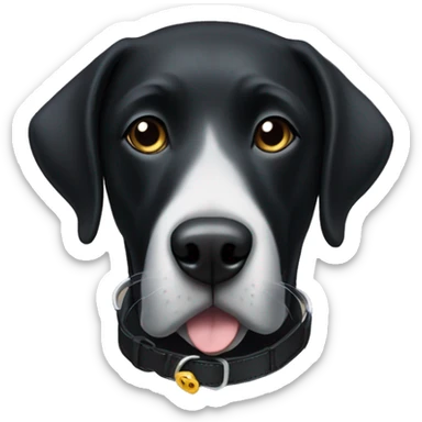 A black lab dog (just the head) with a collar that says Gus  sticker