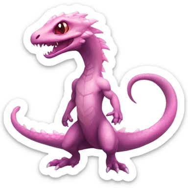 White, Shiny, Chibi, White, Anthro-Sona-Lizard-Alien-Salazzle-Fakémon, with pink eyes, Full Body sticker