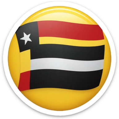 flag with red on top, black on bottom and yellow medium sized circle sticker