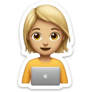 girl male with macbook sticker