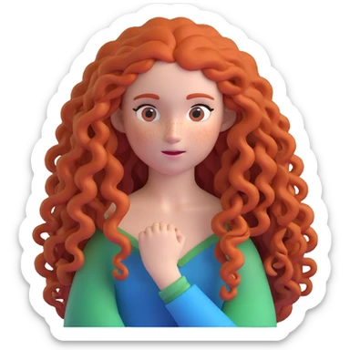 Merida from Brave with extremely long wild curly red hair and face completely covered with freckles sticker