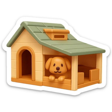 Transform this dog house into a cute, simplified, and playful 3D emoji style illustration with a transparent background, similar to 3D emoji objects. sticker