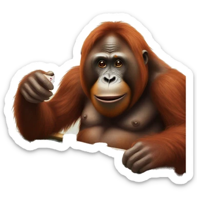 Orangutan playing poker sticker