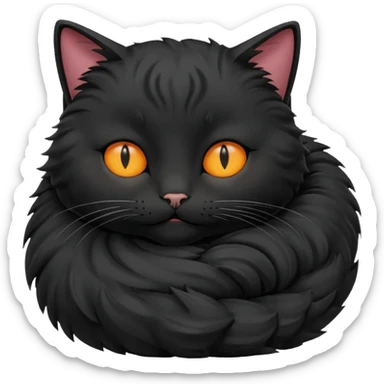 Curled Sleeping Cat black sticker