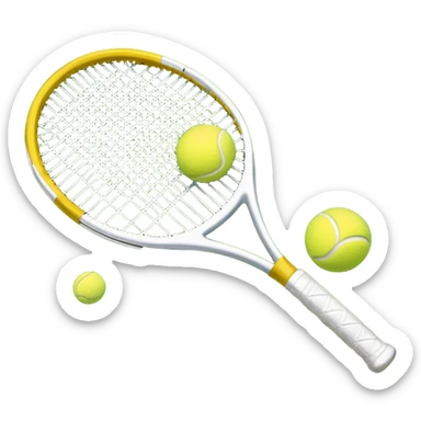 A tennis racket and ball on a grass or hardcourt surface, symbolizing the sport. The racket has a sleek design with tightly strung strings, while the bright tennis ball rests nearby, capturing the essence of precision, agility, and competition. sticker