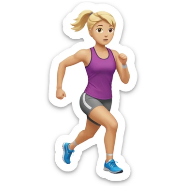 create a stocky female runner with blonde hair sticker