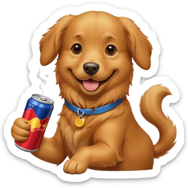 Un chien qui tien une redbull dans sa main droite sticker