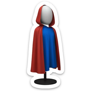 faceless mannequin with red and blue cape without hood sticker