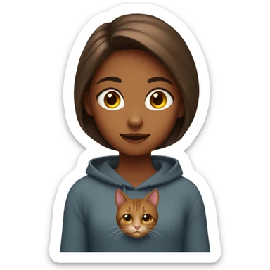 Girl wit brown cat  sticker