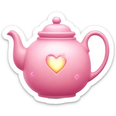 Pastel Pink Teapot "A pastel pink teapot with a glowing finish, steam rising in the shape of hearts, and sparkling details on the handle and spout." sticker