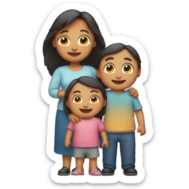 Madre embrazada con dos hijos al lado  sticker