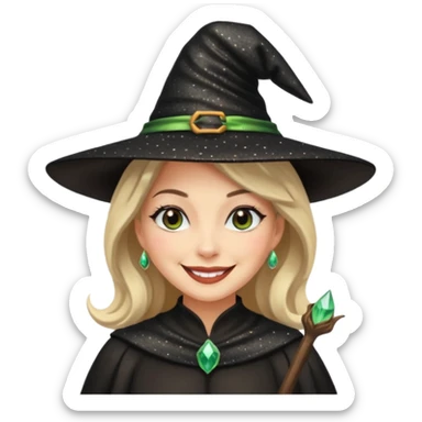 black gitter hat witch sticker