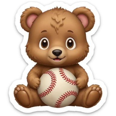 Baby bear with baseball sticker