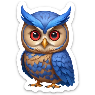 Quiero un búho con una camiseta azul y el medio que diga una u gigante y roja sticker