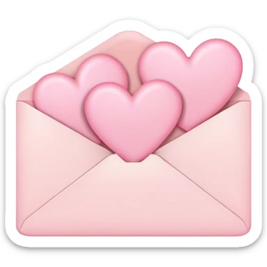 romantic letter with pastel pink hearts sticker