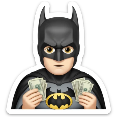 batman counting wads of bills sticker