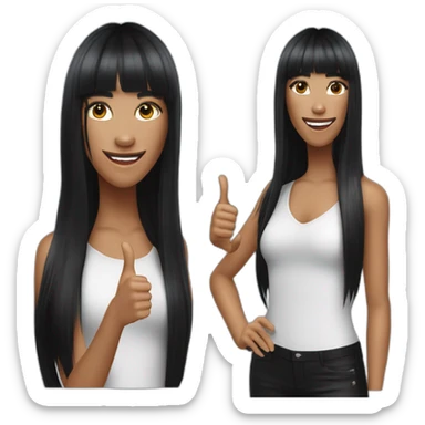 Singer Loreen in her Eurovision 2023 winning look gives a thumbs up sticker