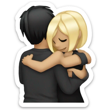 Emo couple hugging  guy with emo hair black hair girl with blonde hair sticker