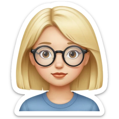 Girl with round glasses blonde hair sticker