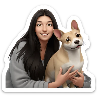 smiling girl with animal companion sticker