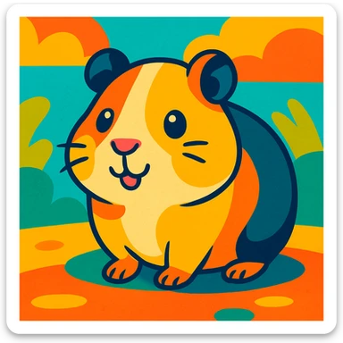vibrant cartoon style guinea pig sticker