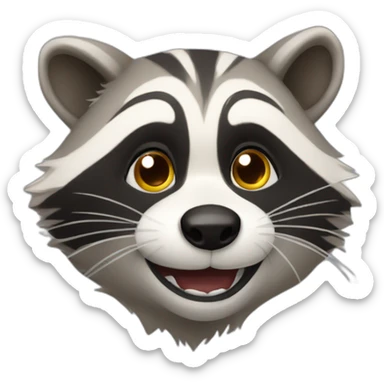 a cheerful raccoon sticker