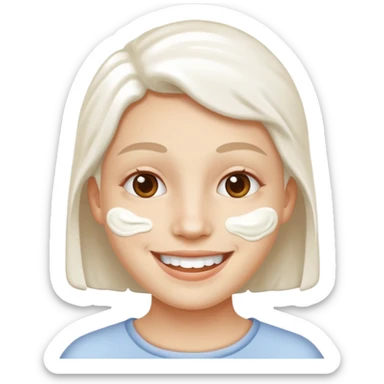 smiling with white stuff on face sticker