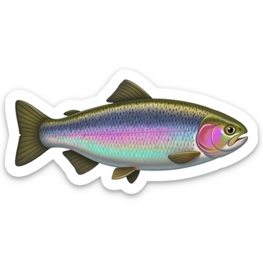 realistic rainbow trout fish bright purple blue green yellow white sticker