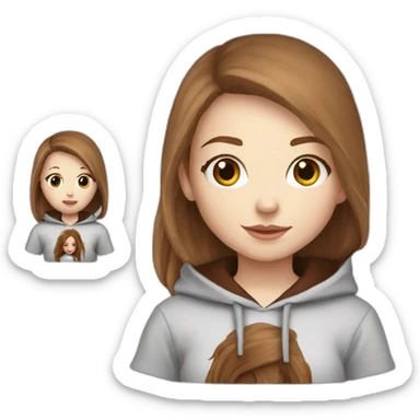 pale skin and long marron hair girl hoodie sticker