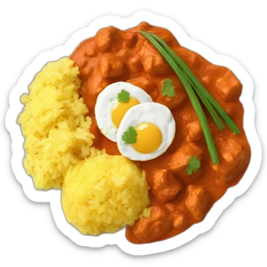 tikka masala, scramble egg and rice on a plate sticker
