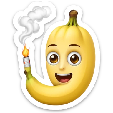 banana with mouth and eyes smokes cigarettes sticker