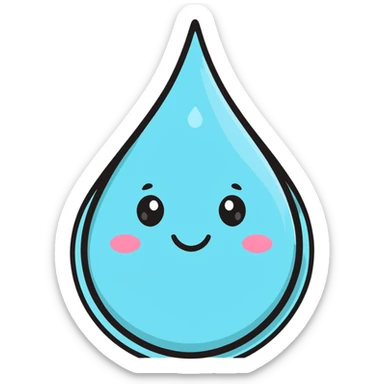 cute water droplet with a smiling face sticker