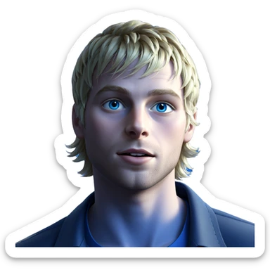 blue eyed blonde boy portrait sticker