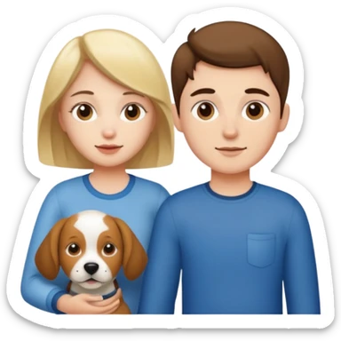 Girl and boy with a dog sticker