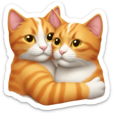 Two orange cats cuddling together sticker