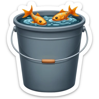 dead fishes in plain bucket sticker