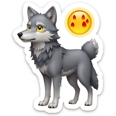 Where wolf with glowing yellow eyes looking at the camera standing on two legs  sticker